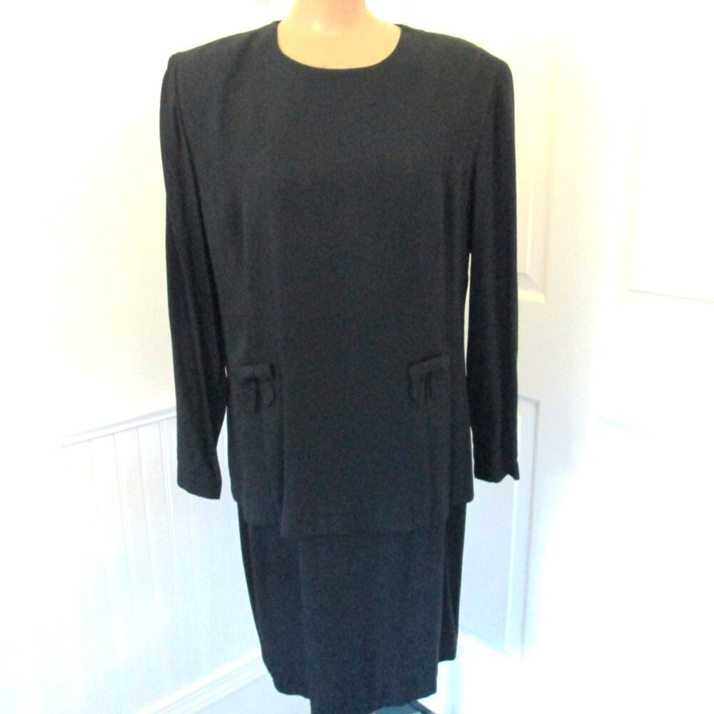 VIRGO II Women's Dressy Black Dress Size 16 Long Sleeve Classic Office Funeral